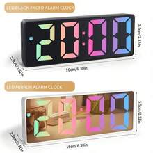 Jam Digital LED Modern Ukuran Besar dengan Tampilan Tanggal dan Suhu - Bingkai Putih dengan Dial Cermin Hitam, Mode 12/24 Jam, Fungsi Tunda, Bertenaga Baterai/DC (Baterai AAA Tidak Termasuk) - Jam Samping Tempat Tidur, Cocok untuk Kantor - Radio Jam Alarm Digital - 1PC - View 3