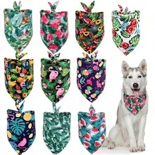 Tropical Style Fruit Flamingo Pet Bandana, Cactus Dog Scarf, Pet Triangle Bandana, In Stock For Cross-Border - BA068 Dưa hấu lá rùa đậm - Xem 1