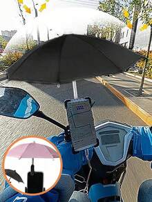 1Pc Outdoor Waterproof UV Protection Mini Sun Umbrella With Phone Holder, Anti-Glare Universal Phone Shade Unisex Portable Accessory For Sports Study Travel Beach Garden Vacation, Summer Must-Have, Pink Red Black Green Blue Purple Yellow Orange Camo - Multicolor - View 6