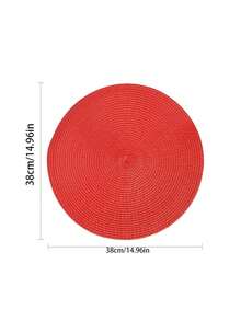 1/2/4/6pcs 15-Inch Round Woven Placemats - Heat Resistant, Easy To Clean, Rustic Decor Suitable For Indoor And Outdoor Dining, Great Gift For Friends And Family - Red - View 4