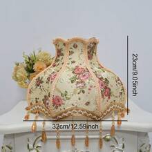 Pantalla de lámpara de rosa retro europea hecha a mano, pantalla de lámpara de lujo con borlas florales, luz de ambiente para dormitorio, mesita de noche y sala de estar, solo pantalla (Body de lámpara no incluido) - Pantalla de lámpara estilo princesa - Ver 8