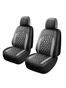 Universal Car Seat Covers - 2 Front Or 5 Full Set, PU Leather Diamond Quilted - Non-Slip Backing, Easy Installation - Fits Sedans, SUVs And Pickups - Interior Protection Kit, Car Interior Accessories (Black) - A - View 14