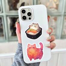 100 piezas de pegatinas de gatos de dibujos animados lindos, calcomanías de vinilo resistentes al agua para portátil, botella de agua, funda de teléfono, pegatinas kawaii para niños, adolescentes y adultos - Multicolor - Ver 7