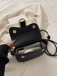 Nuevo bolso de mano con decoración metálica, adecuado para fiestas, salidas, vacaciones, compras y uso diario, puede almacenar monedas, teléfonos, también adecuado como bolso de trabajo para oficinistas, estudiantes universitarios y trabajadores de oficina, elegante bolso de señora - Negro - Ver 6