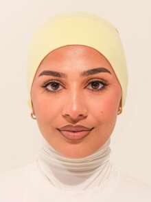 1pc Middle Eastern Arabic Solid Color Classic Minimalist Versatile Hijab Cap Turban Underscarf, Suitable For Daily Life, Festivals, Gatherings, Outdoor Activities,Holiday,Travel Essential - Butter Yellow - View 2