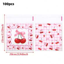 200pcs Mixed Random Cute Gift Packaging Bags, Cherry And Bow Pattern Plastic Gift Bags, Jewelry Self-Adhesive Decorative Packaging Bags, Creative DIY Handmade Self-Adhesive Packaging Bags, Suitable For Holiday, Birthday, Wedding And Party Gift Decoration Packaging. - Gift Bags - View 8