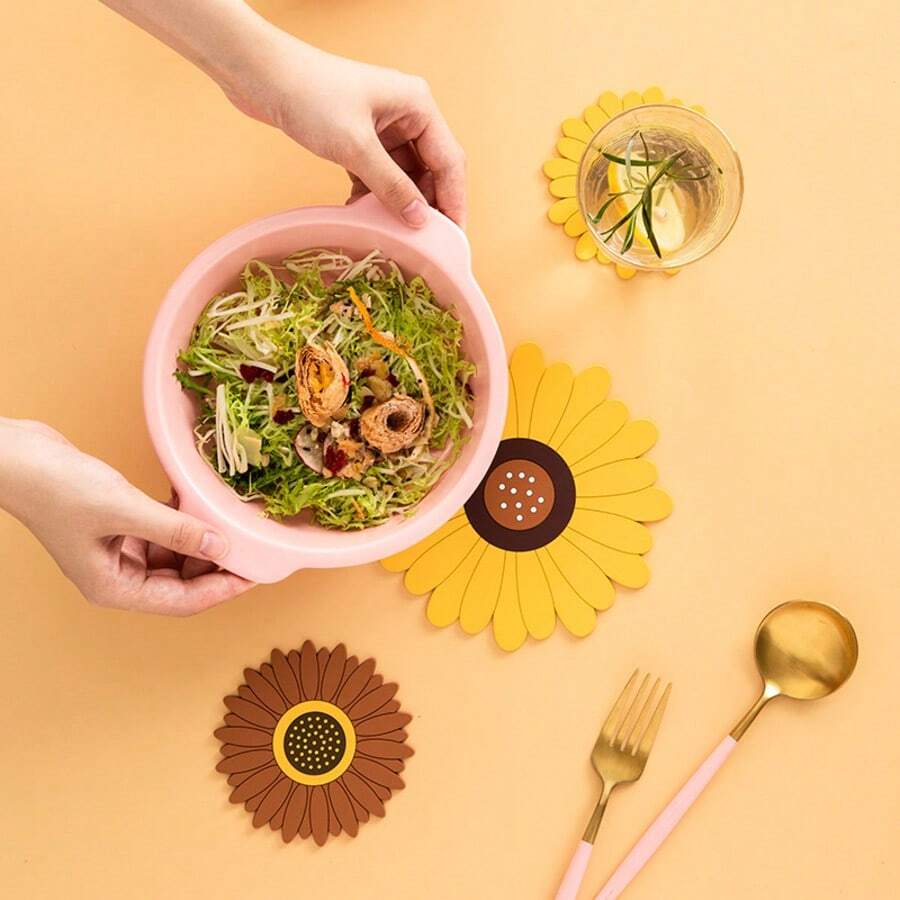 1件装向日葵/花朵/披萨图案隔热垫，防滑耐热餐垫，适用于热菜、锅碗瓢盆，多种尺寸可选