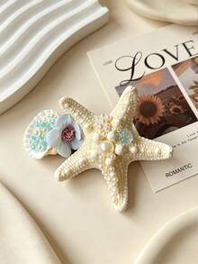 1pc Starfish & Shell Hair Clip, Beachy Vibe Photo Prop Side Clip, Sweet Hair Accessory For Girls - Multicolor - View 4