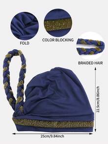 1pc Women's African Style Shiny Braided Headscarf, Suitable For Daily Use - Multicolor - View 2