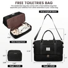 TD Travel Duffel Bag, Women's Weekend Travel Bag (With Shoe Compartment), Carry-On Overnight Bag, Gym Duffel Bag (With Waterproof Bag), Maternity Bag. Important!!! (Toiletries Bag Not Included) Black - Black - View 2