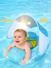 1pc Kids Inflatable Armpit Swimming Ring, Water Sports Float With Sunshade, Fun For Swimming Pool, Back To School - Multicolor - View 10