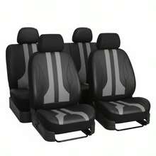 9pcs Unisex Fashion Leather Bicolor Patchwork Car Seat Covers, Universal 5-Seat Full Vehicle All Season - New Leather - View 13