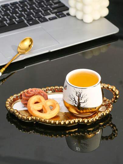 2pcs (1 Cup & 1 Saucer) Ceramic Coffee Cup And Saucer Set, Suitable For Home Kitchen, Restaurant, Living Room, Gift, Drinking Water, Tea, Coffee, Milk, Juice, Wedding, Party, Birthday