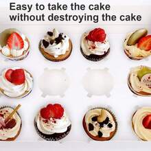 Hộp đựng bánh cupcake, chứa được 12 chiếc bánh cupcake tiêu chuẩn, hộp đựng bánh cupcake có cửa sổ và khay chia ngăn dùng cho bánh cupcake, muffin và bánh ngọt. - Bộ ruy băng trắng + hồng - Xem 4