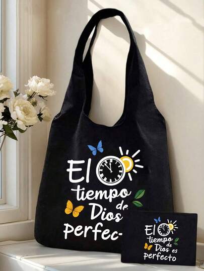 这款印有“El-Tiempo”字母图案的帆布单肩包，容量大，是送给妈妈、爸爸、老师、朋友、学生的理想礼物，适合母亲节、父亲节、毕业季、婚礼、春季花园派对、海滩度假、日常通勤等各种场合。它时尚百搭，是一款便携休闲收纳包，设计新颖，采用亚麻材质，是送给女性、母亲、老师、朋友、学生、返校必备、生日礼物和节日礼物的完美之选。