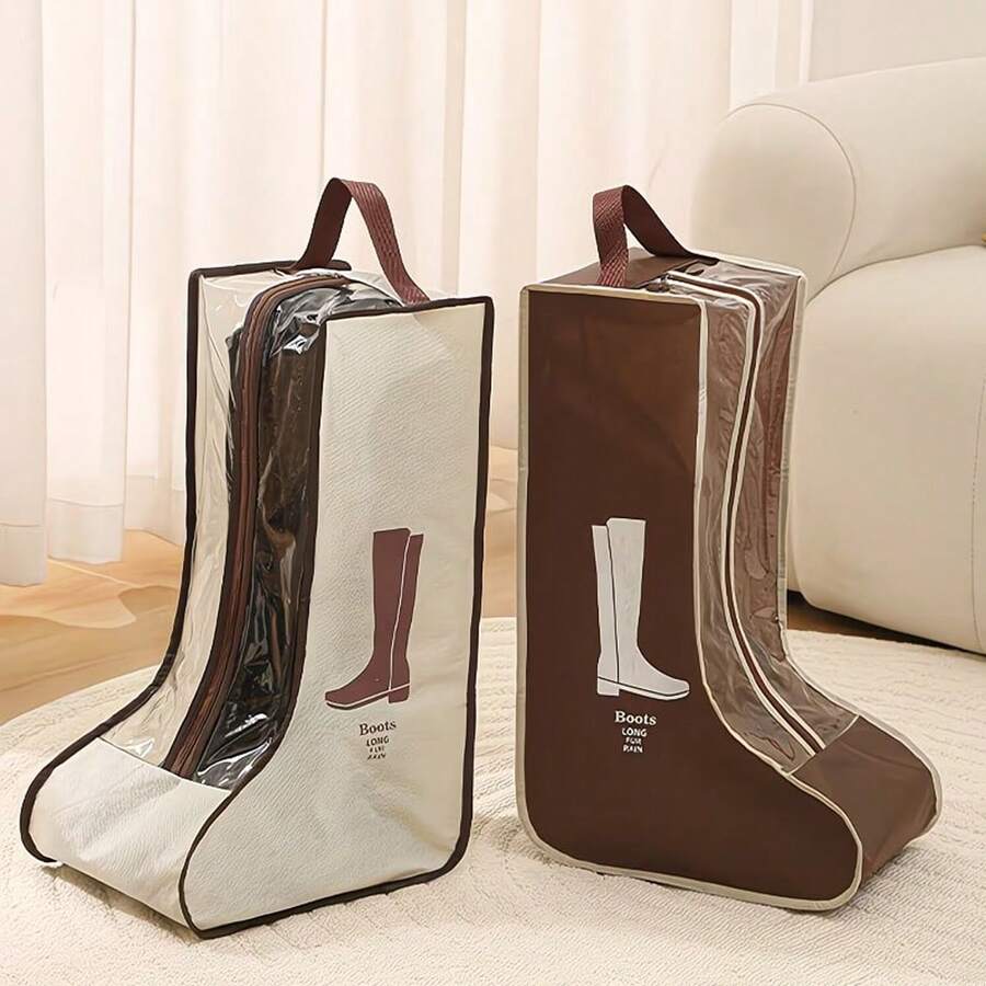 Boots Storage Bag With Handle - Dustproof & Moisture-Proof, Suitable For Flats, Ankle Boots And Tall Boots, Closet Organization, Minimalist Storage Box, Travel Essential