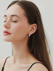 XUJIA 1 Pair 925 Sterling Silver Moissanite Earrings, Sparkling Moissanite Earrings For Women, Suitable For Anniversary Or Birthday Gift - Silver - View 8