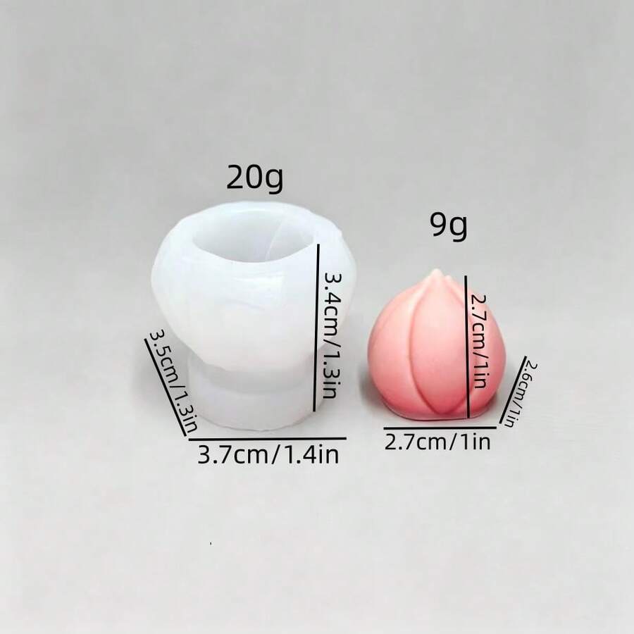 Molde de silicona en forma de capullo de flor miniatura para velas, cera derretida, yeso, jabón, decoración de velas para el hogar - A-blanco - Ver 1