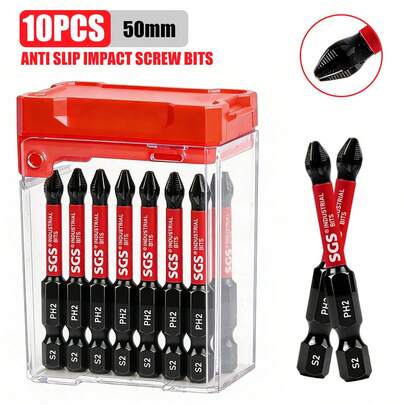 Bộ 10/20 mũi vít Torx từ tính công nghiệp chống va đập, chống gỉ, thép T25 S2 50mm, thông số kỹ thuật được ghi rõ ràng, độ cứng 61HRC, chống trượt, thích hợp cho công trường xây dựng, nhà máy, sửa chữa ô tô và các ứng dụng gia công kim loại khác.