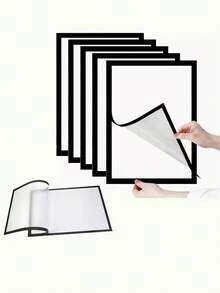 3pcs HUUPRO Magnetic Self-Adhesive Photo Frame - Portable Wall-Mounted Plastic Photo/Document Display Frame, Suitable For Photos, Magnetic Whiteboard, Minimalist Decor - Magnetic Frame, File Folder (No Screws/No Installation Required) - A6 - View 3