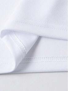 AnChiStreetwear 大尺碼男士休閒純色短袖 Polo 衫，適合街頭穿搭、戶外、室內、日常通勤、高爾夫、馬術、夏季 - 白色 - 查看 5