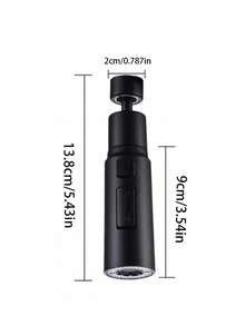 三档可调厨房水龙头喷头，360°旋转水龙头延长杆，高压节水起泡器，通用水槽出水嘴，刀喷/柔水/淋浴三种模式 - 黑色 - 查看 6