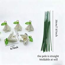 10pcs Artificial Lily Of The Valley Gardening Decor Set, Mini Garden Stump Set, Outdoor Potted Plants And Decor Landscape, Succulent Bonsai Decor And Mini Bonsai Model, Yard, Garden, Planter Decor, Includes 10 Lily Of The Valley Pendants And 10 Support Rods - Multicolor - View 11