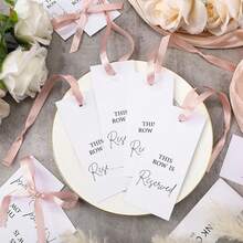 1/12pcs Wedding Reserved Seat Identification Paper Cards With Ribbons,Wedding Reserved Seat Number Plates,Paper Seat Identification Cards With Ribbons,Chair Decor For Wedding Ceremony,Suitable For Wedding Ceremony Party Seating Arrangement Decor - A - View 8