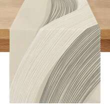 1pc Minimalist Striped Beige & Light Brown Large Rectangular Tablecloth, Home Decor Goods, Suitable For Family Gatherings, Indoor/Outdoor Spaces, Entryway, Coffee Table, Living Room Ambiance, Kitchen Dining, Holiday & Nature Gifts - Beige - View 2