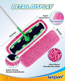Reusable Microfiber Mop Pads For  - 2 Pack Pink XL Dry Sweeping Cloths &Amp; XL Wet Pads Refills - Heavy Duty Mopping Cloths For Floor Mopping And Sweeping - ColorA - 查看 3