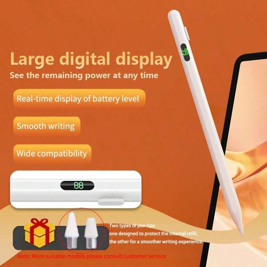 Colorful LED Digital Display Universal Stylus With Fast Charging & Palm Rejection, One-Click Power, Magnetic Design, Replaceable Tip, And Long Standby. Compatible With IPhone, Compatible With Samsung, And Android Phones/Tablets.