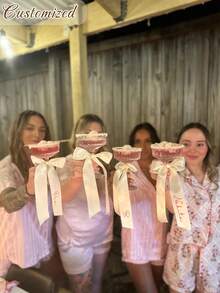 Personalised Satin Ribbon Bows, Place Name Ribbons, 70cm, Bridal Party Gifts Ribbons,Name Tags For Wedding. Guest Place Tags,Hen Party Tags, Ribbon Drink Tag, Custom Ribbon Name - Multicolor - View 4