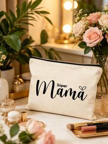Bolsa de maquillaje con diseño de letras artísticas "Mamá" con tema del Día de la Madre - Regalo perfecto para mamá. Bolsa de aseo de viaje, bolsa de cosméticos, organizador de artículos esenciales diarios. Bolsa de compras de alta calidad y multifuncional, adecuada para la oficina, las vacaciones, las compras y las actividades al aire libre. Un recuerdo perfecto de vacaciones, un regalo del Día de la Madre, un regalo de cumpleaños, un accesorio de viaje - Multicolor - Ver 7