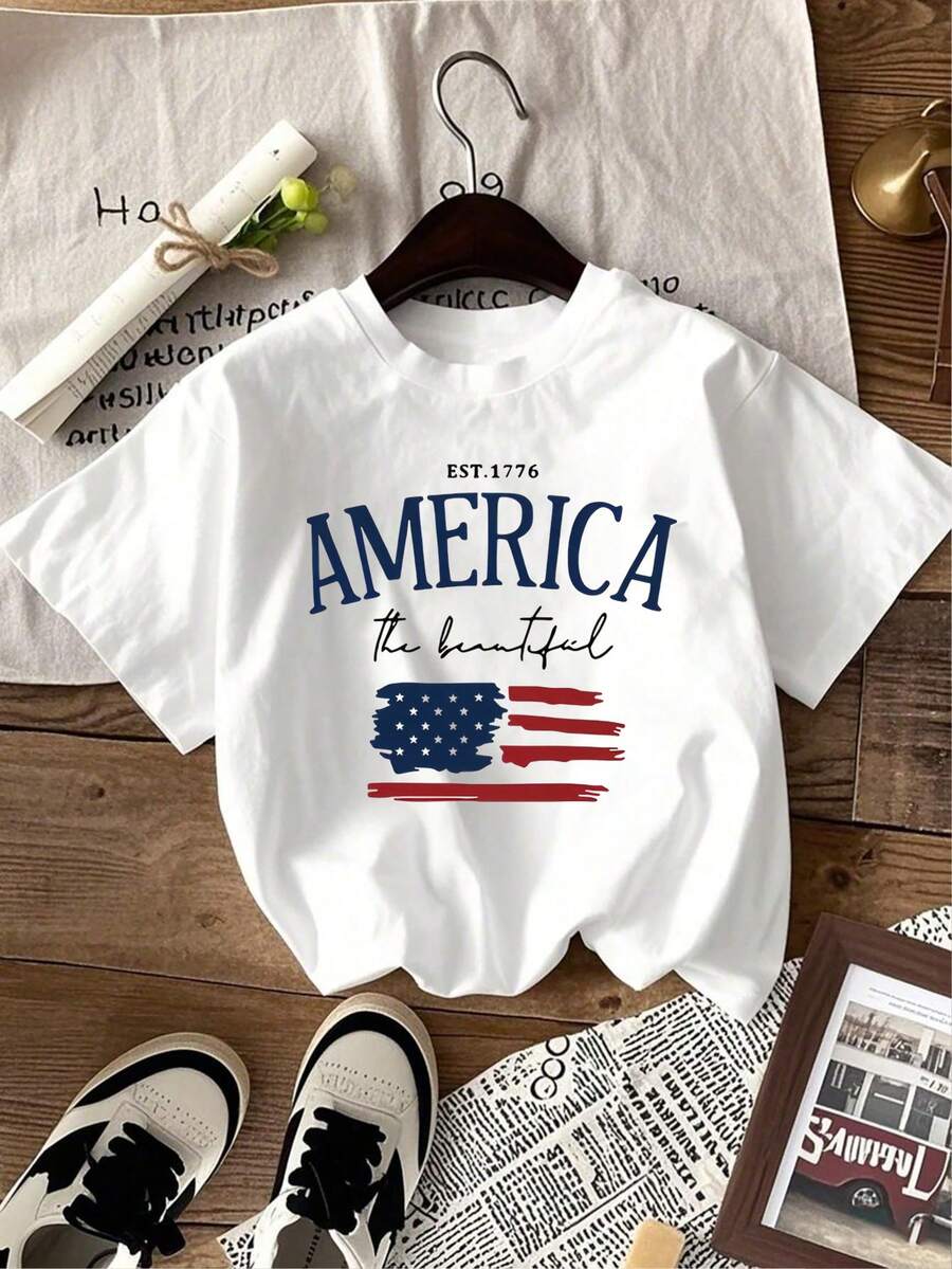 Women's Summer Graphic T-Shirt, Casual Tops For Spring, Holiday, Beach, Countryside Style, Commuting White - White - View 1
