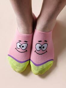 SpongeBob SquarePants 6/10 Pairs Random Color Cute Cartoon Pattern Reinforced Toe & Heel Durable Comfortable Short Socks, Suitable For Men And Women All Seasons, Suitable For School And Outdoor Sports, Suitable For Summer And Winter, Including Octopus Brothers, Mr. Crab And Other Patterns - Multicolor - View 4