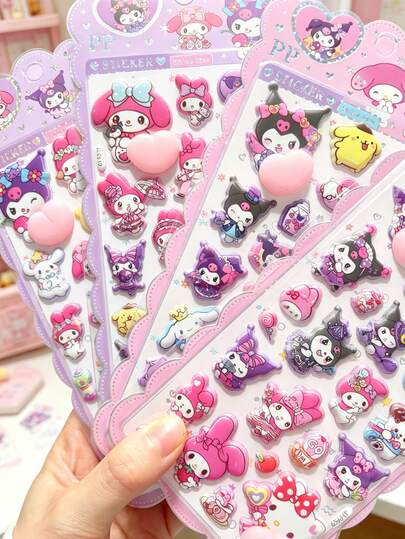 Cute 3D Sticker Pack - Soft Color Tone PP Stickers With Adorable Accessories (Heart, Bow, Cake) Suitable For DIY Projects, School Supplies, Gift Wrapping And Room Decor - Vivid Character Stickers