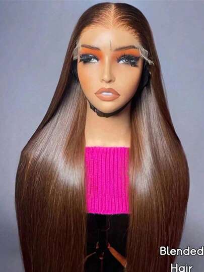 PQL 12Inch Bob Wig, 8-16 Inch Straight Brazilian Virgin Hair Lace Frontal Wigs Glueless Human Blended Hair Wig | 4*4 13x4 High Definition Lace Front Wigs, Pre-Plucked And Trimmed, 200% Density, Plug And Play, Natural Black Heat Resistant Synthetic Fiber Blend Human Hair Wig, For Women