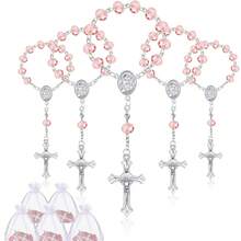30pcs Baptism Gift Rosary Set Includes 30 Mini Rosary Beads, 30 Organza Bags For Baby Shower, Wedding, Baptism, First Communion, Easter Gift (Pink) - A - View 16