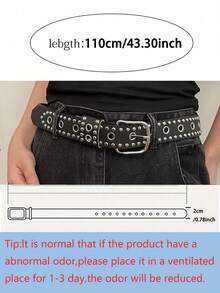 2pcs Hollow Punk Casual Women's Belt, Fashion Round Eyelet Decor Millennium Waistband, Unique Hip-Hop Thick Belt For Women, Suitable For Unisex Casual And Street Dance - Multiple Styles - View 11