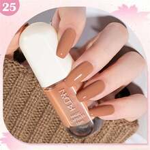 Bộ 6 lọ sơn móng tay dạng lột gốc nước 10ml, màu sắc mùa thu đông: đỏ sao, hồng, nude, nâu. Không mùi, khô nhanh, bền màu, hiệu quả làm sáng và khỏe móng. Không cần sấy đèn, thích hợp để trang trí móng tay hàng ngày và làm móng quanh năm. Là món quà tuyệt vời dành cho phụ nữ và các cô gái. - Nhiều màu - Xem 7