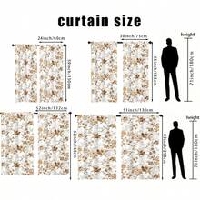 2pcs/Set New Watercolor Floral Curtain, White Background With Rose Gold Flower Pattern, Comes With Rod Pocket Design To Protect Privacy And Easy Installation, Ideal For Home Windows - Rose Gold - View 3