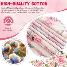 Paquetes de Tela de Poliéster de Flores (12pcs, 18x22inch) - Premium Acolchado Patchwork Cuadrados para Coser Bricolaje, Artesanía y Decoración de Casa/Fiesta (rosa) - Rosa - Ver 8