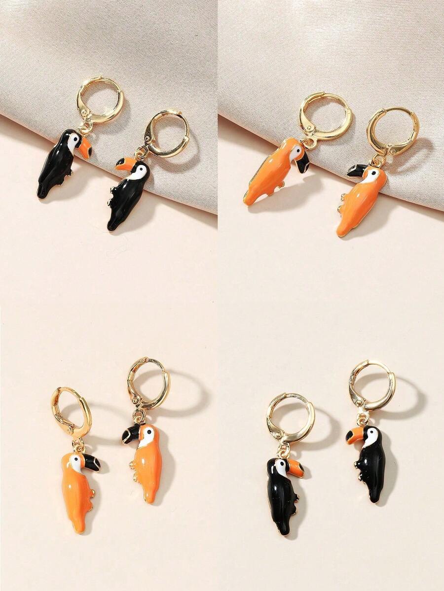 1 par de pendientes de tucán de la serie de animales de verano lindos y de moda para mujeres - Multicolor - Ver 1