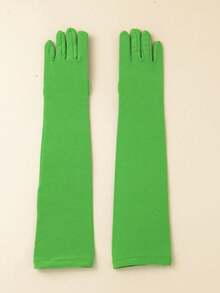 1 Pair Milk Silk Stretchy Gloves, For Party, Carnival, Celebration Costumes,Festival,Camping - Green - View 3