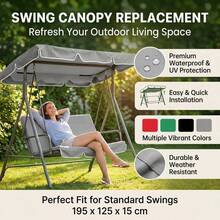 UV Sun Protection Replacement Shade 195x125cm – Cradle Top Canopy For Outdoor Garden Terrace Patio Furniture Accessories - Multicolor - View 5