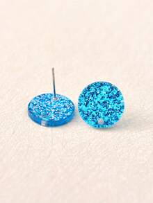 50pcs 14mm Earring Studs Acrylic Earring Posts, Fashion Jewelry DIY Earring Making Accessories - Solid Color Circle - View 10