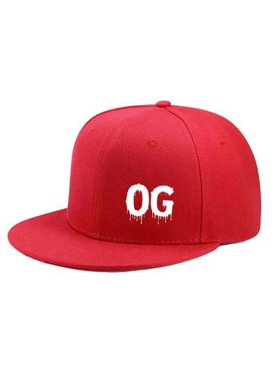 1 chiếc mũ lưỡi trai phong cách hip hop vành phẳng in họa tiết OG, mũ chống nắng đường phố phù hợp với trang phục ngoài trời.