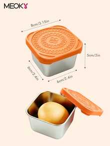 Meoky 3pcs 8oz Stainless Steel Airtight Food Storage Containers With Silicone Lids, Leak-Proof Small Food Storage Boxes, Reusable Metal Lunch Boxes For Snacks, Meal Prep, Travel, Picnic - Orange*3-piece Set - View 4