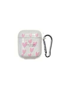 Funda protectora con diseño de letras y corazones con brillo, elementos de corazón rosa para cable de datos, para AirPods 4/Pro 2/3, funda para auriculares Bluetooth para AirPods Pro 3, regalo del Día de la Madre de primavera - Multicolor - Ver 12