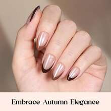 Beetles 224 Pcs 16 Sizes French Tip Press On Nails - Cocoa Mousse French | 7 Colors Brown Short Almond Press On Nails Natural Salon Quality For Women - 224Pcs S Almond-Cocoa Mousse French - 查看 4